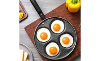 Nonstick 4 Hole Frying Pan Stone Coating 4 Section Egg-Cooking Pan Healthy Cooking Cookware Easy to Clean for Breakfast, Home Kitchen