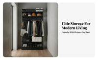 Drill-Non-Drill Installation Accessible Wardrobe System Multi-Functional Non-Drill Standing Garment Rack Multifunctional Non-Drill Standing Clothes Rack Easy Assembly for Renters, Adults, Students, Bedroom, Apartment, Dorm Room, Entryway