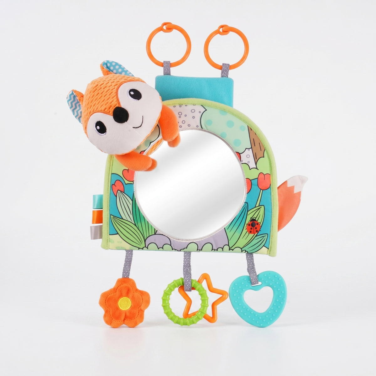 Sensory Crib Mirror with Hanging Toys Soft Mirror Toy Lightweight Hanging Toy Long-Lasting for Newborns