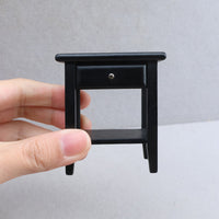 1:12娃娃屋dollhouse迷你家具微缩现代简约黑色床头柜客厅边柜