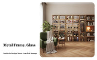 Glass Door Showcase Light Elegant Design Glass Display Cabinet with Lights LED Lighting Collectible Display Case for Hobbyists, Home Bar, Study