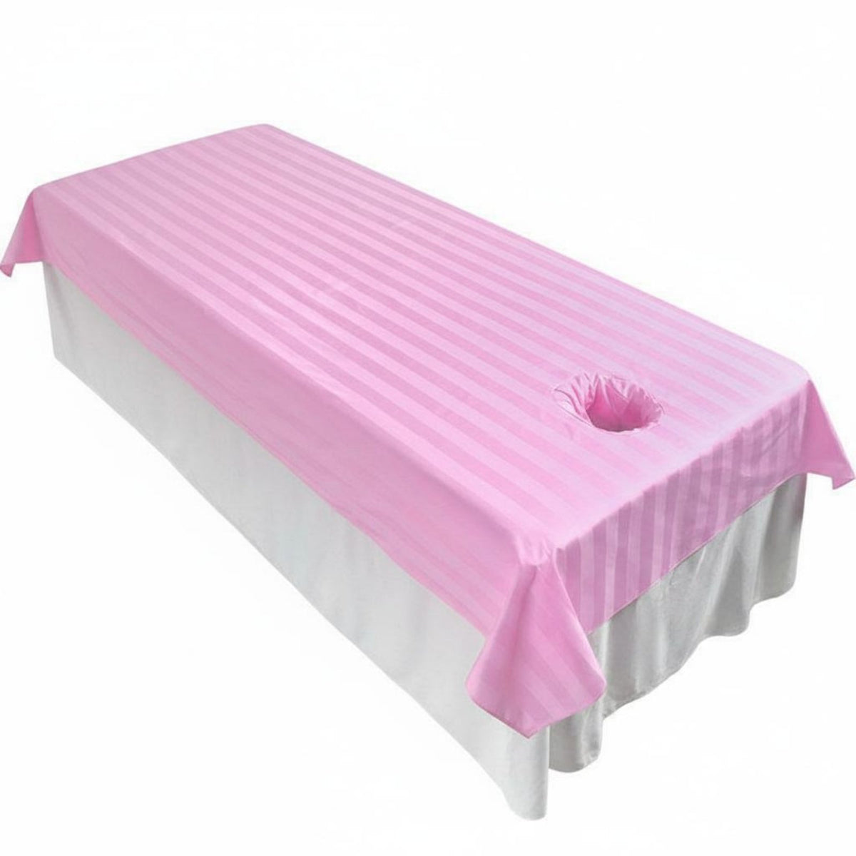 Massage Table Sheet with Face Hole Dense-Weave Weave Massage Sheet with Face Hole Satin Stripe Design Spa Bed Cover for Estheticians, Spas