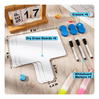 6 Pieces Dry Erase Answer Paddle Classroom Use Double-Sided Whiteboard Paddle