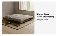 Lowsilhouette Wooden foundation Bed Frame Japanese design Headboardless tatami-design mat Frame Minimalist Design Mattress Base Flush perimeter for Apartment Dwellers, Minimalists, Homeowners