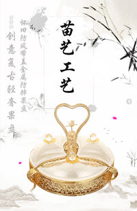 厂家直销铁艺亚克力果盘创意现代客厅零食盘水果盘带盖子干果拼盘