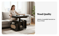 Height-Adjustable Coffee-to-Dining Table Multi-Functional Household Furniture Space-Saving Mobile with Locking casters