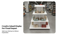 Versatile Use Retail Island Display Organized Presentation Merchandise Display Stand Easy Assembly Tiered Product Shelf Sturdy Structure for Merchandisers, Small Business Owners, Gift Shop, Convenience Retail S, Temporary Shops, Farmers Markets