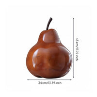 Pear Sculpture Glossy Finish Decorative Pear Sculpture Vintage Look Fruit Figurine for Living Space