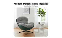 Modern Nordic Design Cushioned Swivel Armchair Luxuriously Soft Cushioning Accent Chair Sturdy Metal Base Lounge Seating Ergonomic Design for Homeowners, Apartment Dwellers, Readers, Living Room, Balcony, Small Areas, Reading Nook