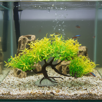 Artificial Pine Tree Aquarium Ornament, Plastic Aquatic Plant for Fish Tank Decoration