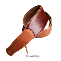 Wide Genuine Leather Guitar Strap Two-Tone Leather Guitar Strap Comfortable Secure for Bass Players