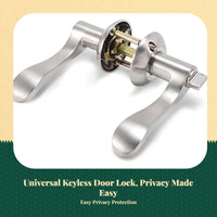 Keyless Bathroom Door Lock, Three-Lever Handle, Privacy Interior Lock, Zinc Alloy, Easy to Install, Suitable for Bedroom and Bathroom
