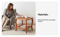 Two-Tier Woven Table Rounded Corners Living Room Furniture Bohemian Design