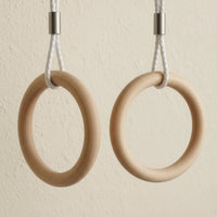 Adjustable Wooden Gymnastic Rings Secure Gym Rings with Rope Load-Bearing Heavy Duty for Backyard