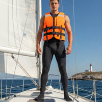 Thickened Material Adult Life Vest Secure Fit High Buoyancy Swim Vest Reflective Strips Personal Flotation Device Lightweight for Snorkeling