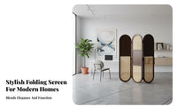 Foldable Design Woven Panel Divider New Chinese design 4-Panel Woven Screen Freestanding Partition Wall sturdy Wood Frame for Apartment Dwellers, Interior Decorators, Office Workers, Living Room, Bedroom, Dining Area
