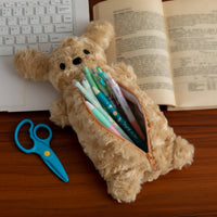 Teddy Dog Writing Instrument Case Desktop Organizer Creature Stationery Pouch
