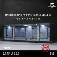 1:64地下停车库场景模型仿真合金车模展示防尘收纳小汽车灯光摆件