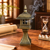Chinese Incense Burner Lantern-Inspired Antique Bronze Incense Burner Home Decor Pointed Finial House Decoration Pedestal Base