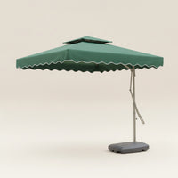 Square Patio Umbrella Water-Fillable Umbrella with Wheeled Base for Courtyard, Balcony, Garden