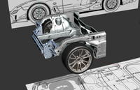 1/64 自制手工 RX7 转子 车架内部结构 车体改装车模车库 A034
