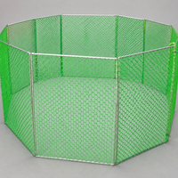 Dog Box Puppy Playpen, Foldable Outdoor Enclosure Metal Green Silver, 10 Panels each 50cm, Galvanized Dog Fence for Garden & Apartment