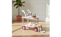 Wooden Ice Cream Cart Rolling Pretend Ice Cream Trolley Realistic Dessert Serving Fun Cart for Daycare