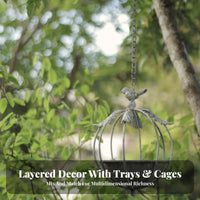 Bird Top Planter Wrought Iron Cage Style Planter Distressed Finish for Garden