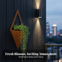 Rustic Metal Wall Planter Modern Design Rhombus Shaped Wall Pot Easy to Install