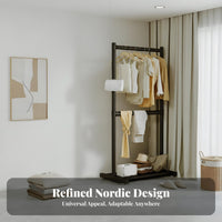 Short Garment Rack with Storage areaSaving Clothing Organizer Complimentarystanding Minimalist Design for Homeowners, Entryway