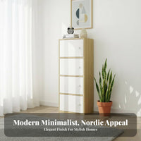 Multi-Tier Compartment Unit Simple Assembly Bookshelf with Doors Large Capacity