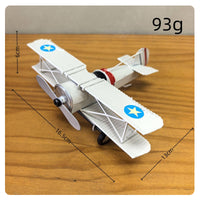 Vintage Biplane Figurine Retro Propeller Plane Model Detailed Finish