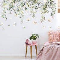 Greenery Butterfly Wall Sticker Self Botanical Vine Mural