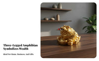 Good Fortune Gift Golden Chan Wealth Ornament Auspicious Symbol Chinese Auspicious Toad Statue Traditional Design for Business Opening, Shop