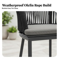 Woven Highrear Stool with supportrest Highrear Bar Chair Breathable Weave All-Weather for Adults, Entertainers, supportyard