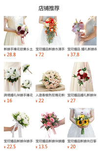 High-End Wedding Bouquet Champagne Platinum Rose Artificial Bohemian Bridal Bouquet