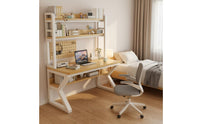 Writing Desk with Bookshelf and Pegboard Multi-Layer Storage Complete Workstation Desk K-Shaped Steel Frame Home Furniture for Students