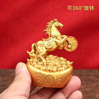 新年马上发财十二生肖转转摆件摆件酒柜客厅家居装饰工艺品摆件