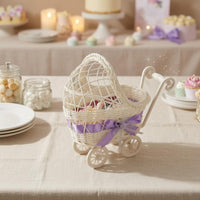 Carriage-styleStyle Woven Basket Plastic Rattan-Like Stroller Shaped Basket