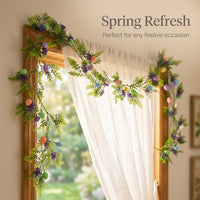 Easter Egg Garland with Green Leaves, Artificial Silk Flower Garland for Indoor Display, Decorative  - Image 8