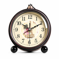 Vintage Alarm Clock Ornate Hands Round Dial Retro Metal Alarm Clock