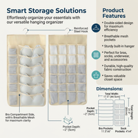 Hanging Storage Organizer, Closet Organizer Double Sided, Dorm Room Hanging Storage, Small Apartment Closet Organizer