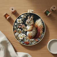 DIY Squirrel Embroidery Kit European Design Squirrel Set High-Quality Thread Printed Material Kit for Crafters, Home Decor