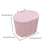 Lidded Bike Basket Covered Storage Rear Cycle Basket Oval for Scooter