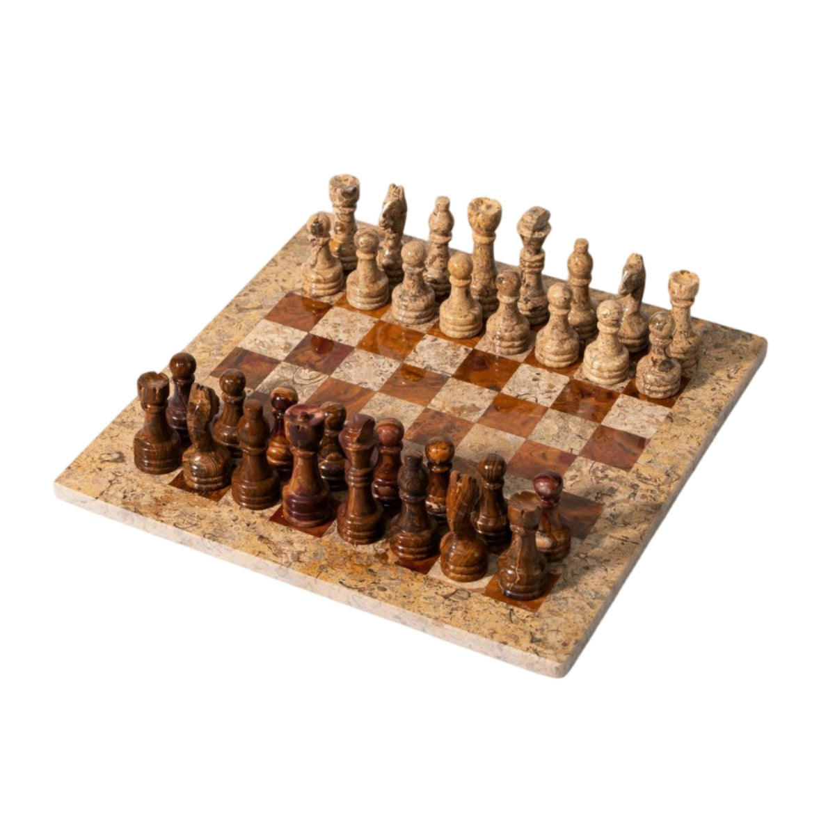 Chess Ornament with Chessboard Base Classic Stone Chess Ornament Premium Tabletop Sculpture for Living Room