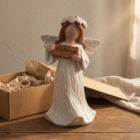 Angel Figurine Floral Crown Welcome Angel Figurine Resin