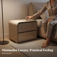 curved Nightstand with Drawer Light Luxury design Bedside Table for Home Office