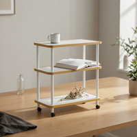 Rolling Storage Rack Versatile 3 Tier Utility Cart Space Saving Side Table for Living Room, Kitchen