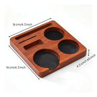 Tamper Station with Slots Wooden Espresso Accessory Organizer Multi-Slot