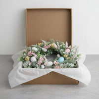Easter Oval Wreath Pastel Colors Easter Wreath Reusable for Entryway